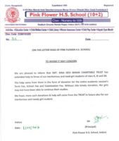 Pink Flower H.S.School Appreciation Letter dated 01.09.18